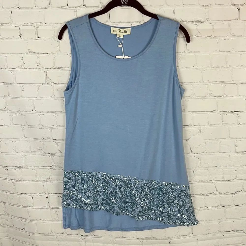 Simply Noelle Asymmetrical Blouse with Sequin Hem NWT